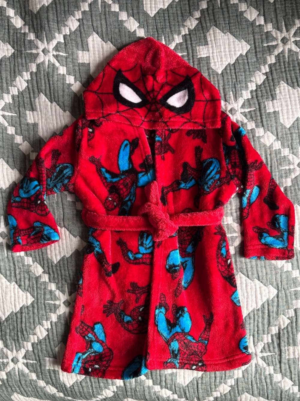 Marvel Red and Blue Spider-Man Fleece Robe with Hood